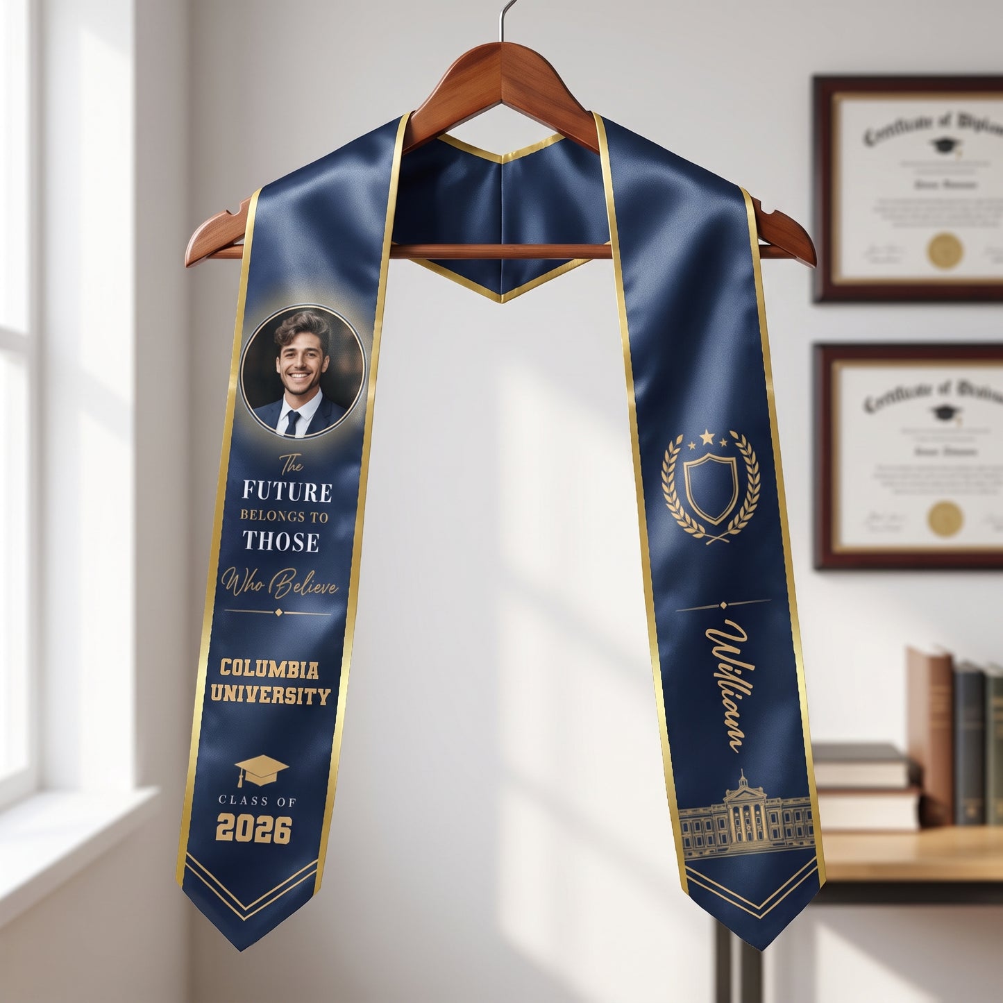 Personalized The Future Belongs to Those Who Believe Graduation Stole – Custom Photo and Name