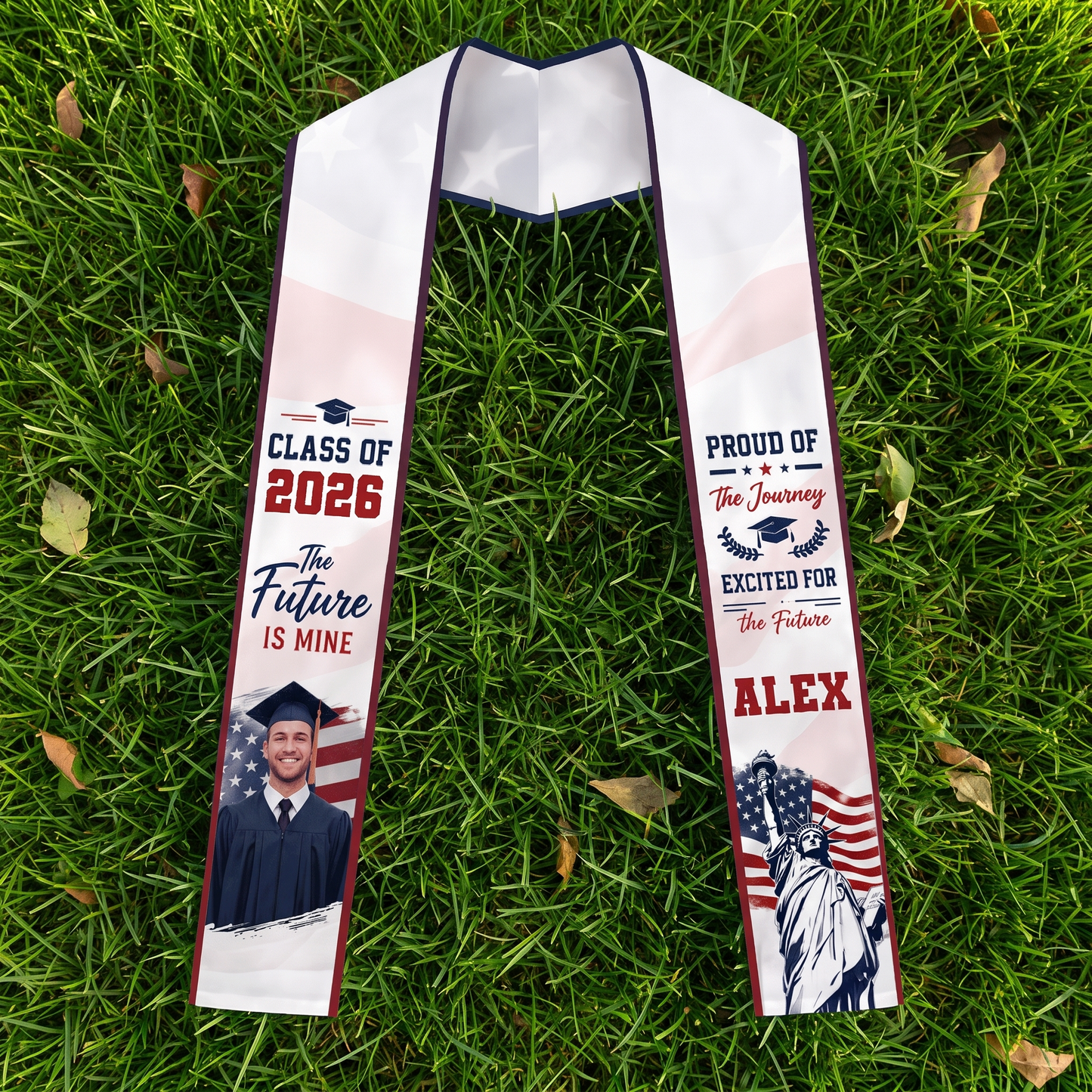 Personalized Proud of the Journey Excited for the Future Graduation Stole – Custom Photo and Name