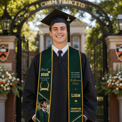 Personalized The Future Is Ours The Journey The Lessons The Victory The Memories Forever Graduation Stole – Custom Photo and Name