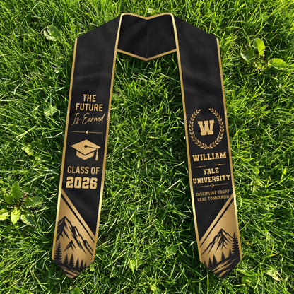 Personalized The Future Is Earned Graduation Stole – Custom Photo and Name