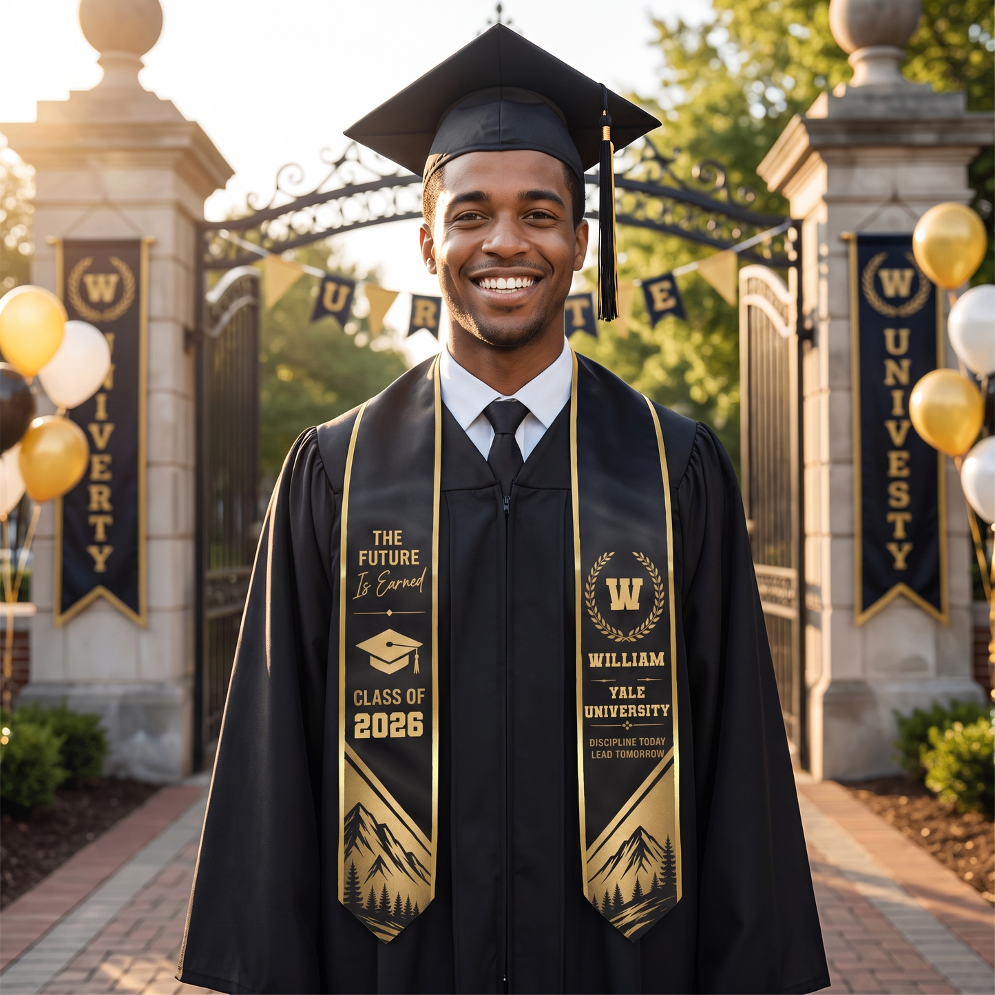 Personalized The Future Is Earned Graduation Stole – Custom Photo and Name