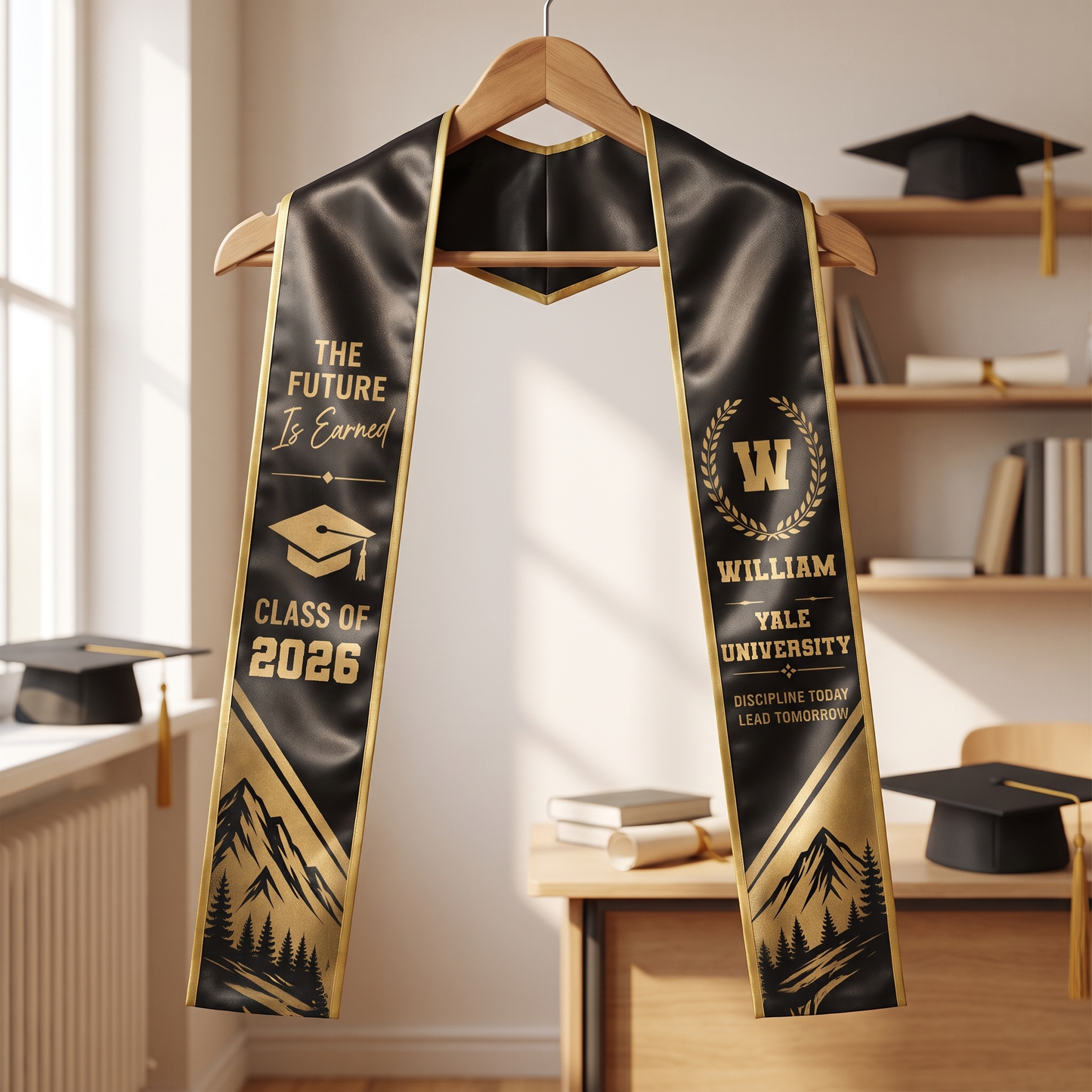 Personalized The Future Is Earned Graduation Stole – Custom Photo and Name