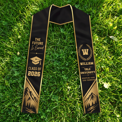 Personalized The Future Is Earned Graduation Stole – Custom Photo and Name