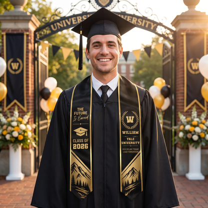 Personalized The Future Is Earned Graduation Stole – Custom Photo and Name