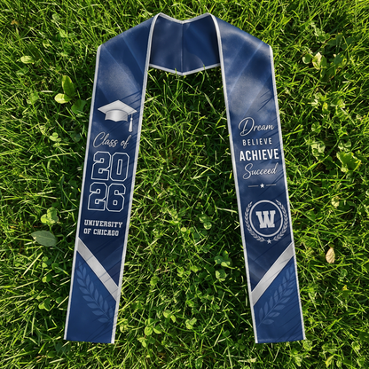 Personalized Dream Believe Achieve Succeed Graduation Stole – Custom Photo and Name