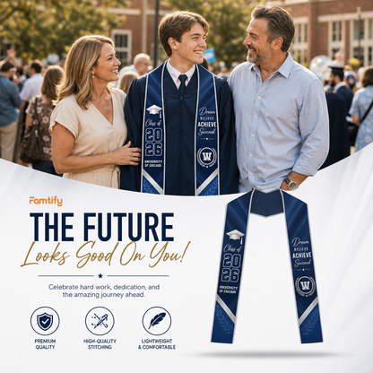 Personalized Dream Believe Achieve Succeed Graduation Stole – Custom Photo and Name