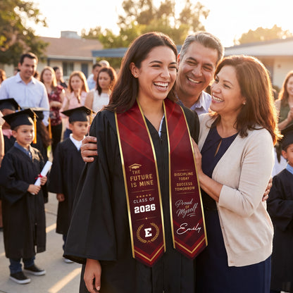Personalized The Future Is Mine Proud of Myself Graduation Stole – Custom Photo and Name