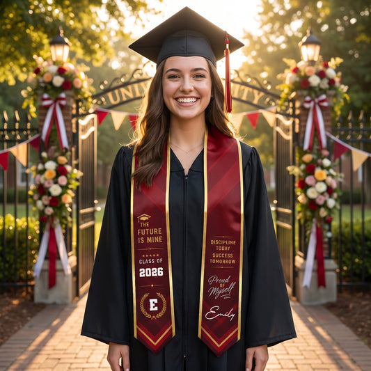 Personalized The Future Is Mine Proud of Myself Graduation Stole - Custom Photo and Name