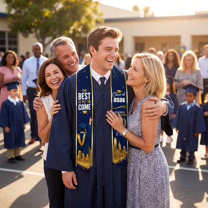 Personalized The Best Is Yet to Come Blue Graduation Stole – Custom Photo and Name