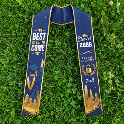 Personalized The Best Is Yet to Come Blue Graduation Stole – Custom Photo and Name