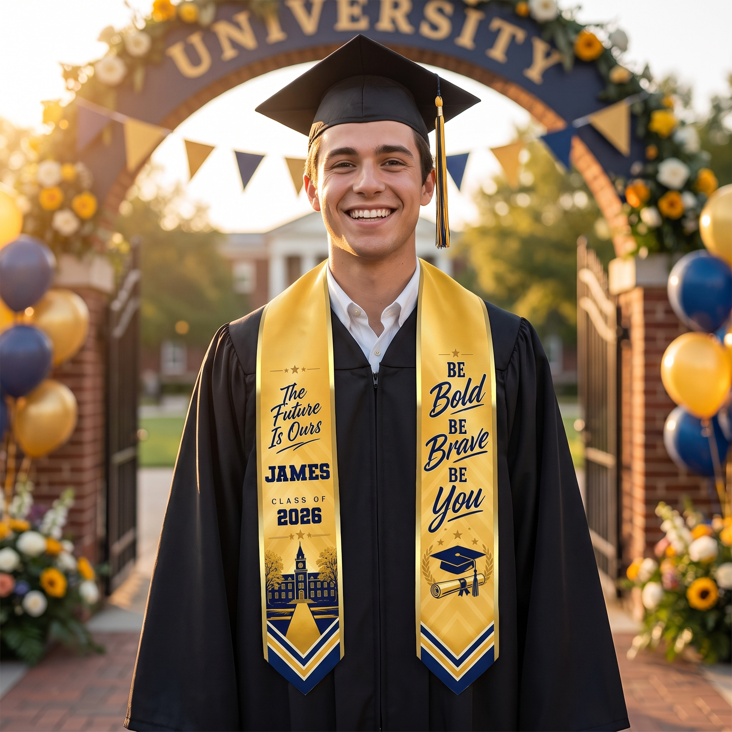Personalized Be Bold Be Brave Be You Graduation Stole – Custom Photo and Name