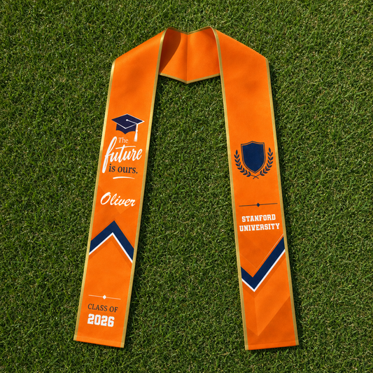 Personalized The Future Is Ours Orange Graduation Stole - Custom Photo and Name