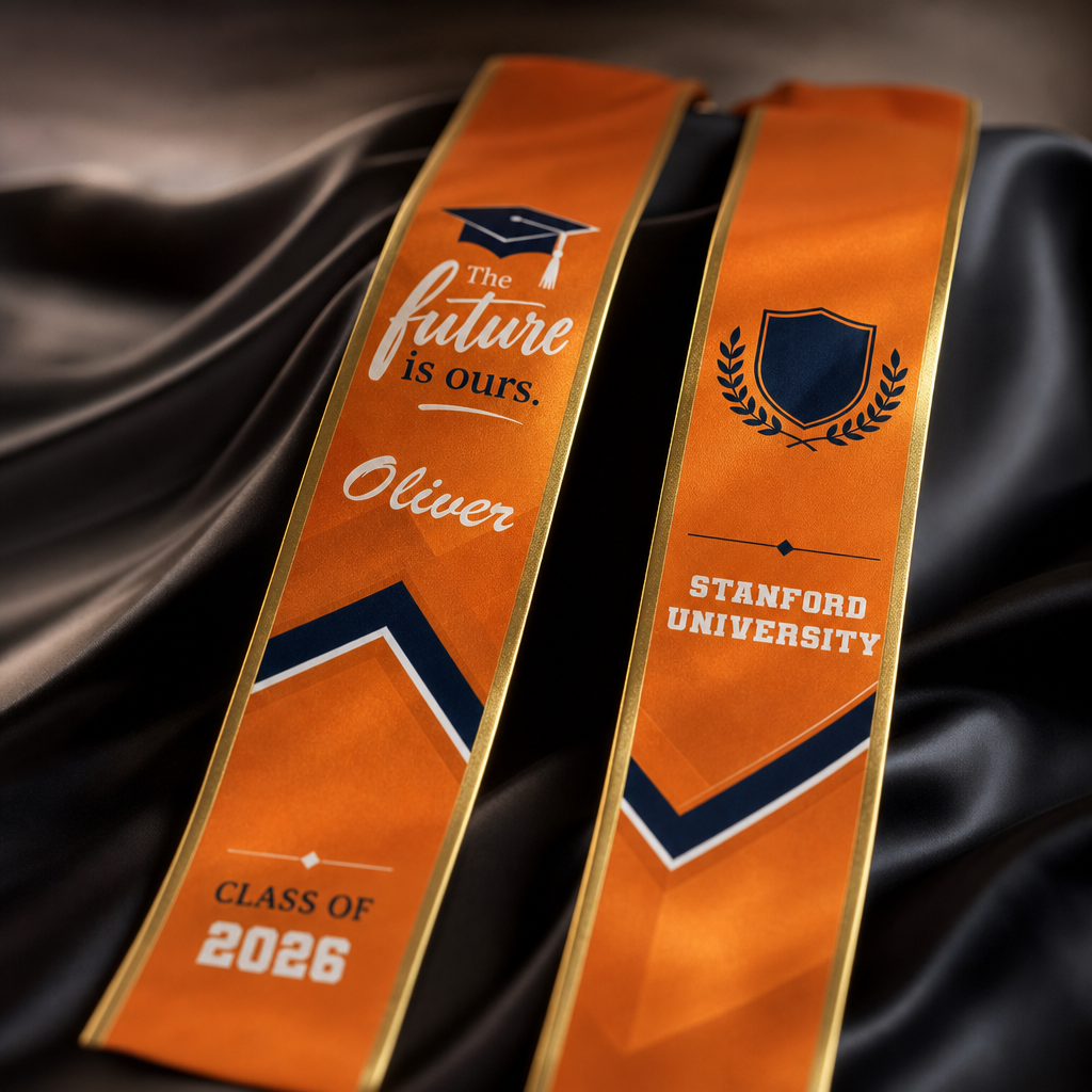 Personalized The Future Is Ours Orange Graduation Stole – Custom Photo and Name