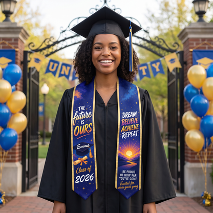 Personalized The Future Is Ours Be Proud of How Far You've Come Graduation Stole – Custom Name