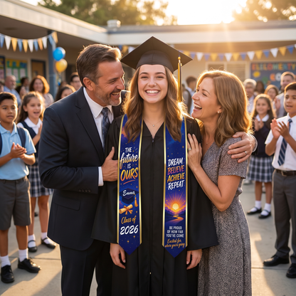 Personalized The Future Is Ours Be Proud of How Far You've Come Graduation Stole – Custom Name
