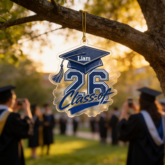 Personalized Class of 2026 Blue Graduation Acrylic Ornament - Graduation Keepsake