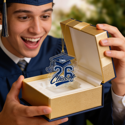 Personalized Class of 2026 Blue Graduation Acrylic Ornament – Graduation Keepsake