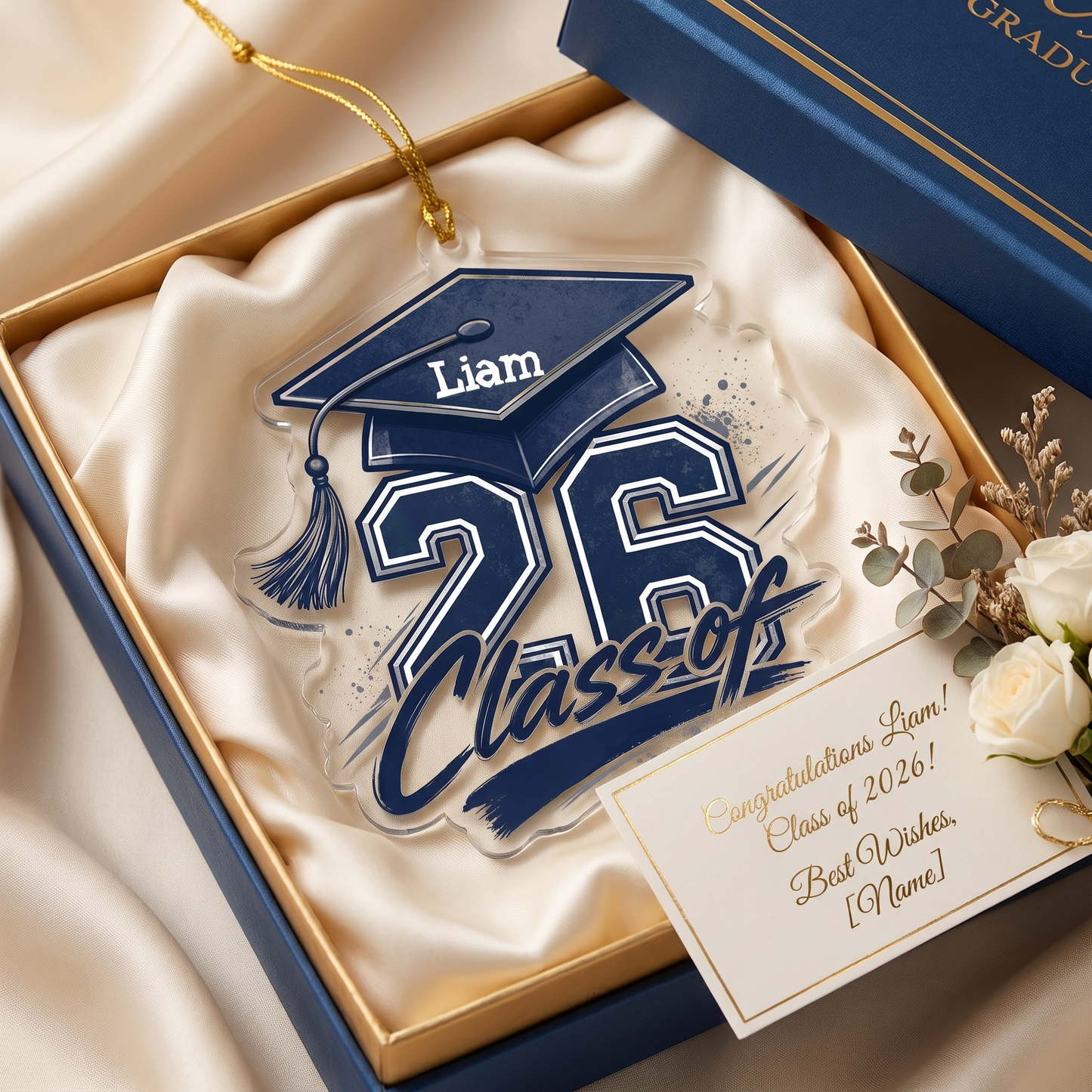 Personalized Class of 2026 Blue Graduation Acrylic Ornament – Graduation Keepsake