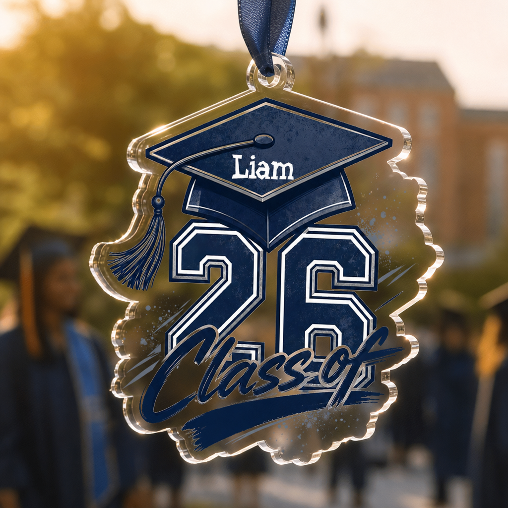 Personalized Class of 2026 Blue Graduation Acrylic Ornament – Graduation Keepsake