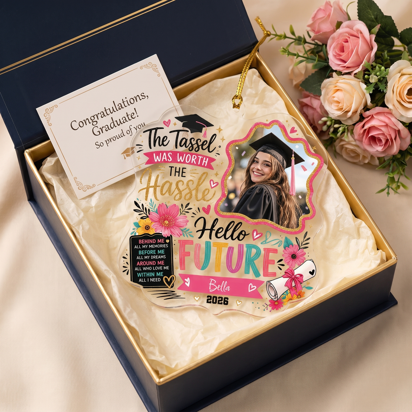 Personalized The Tassel Was Worth the Hassle Hello Future Acrylic Ornament – Graduation Keepsake