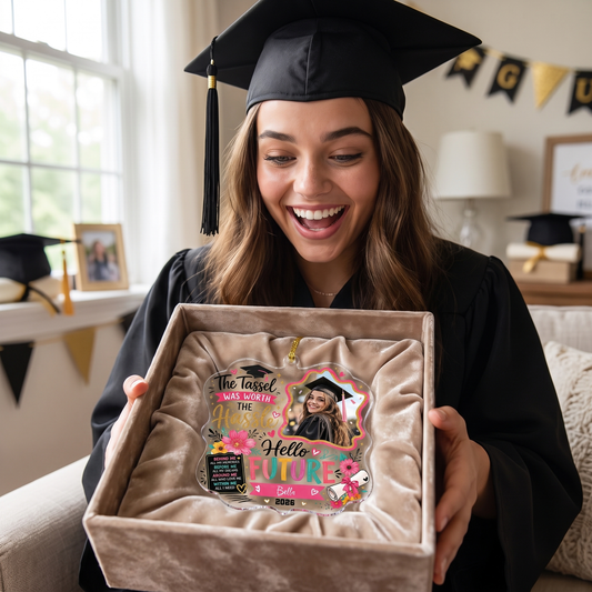 Personalized The Tassel Was Worth the Hassle Hello Future Acrylic Ornament - Graduation Keepsake