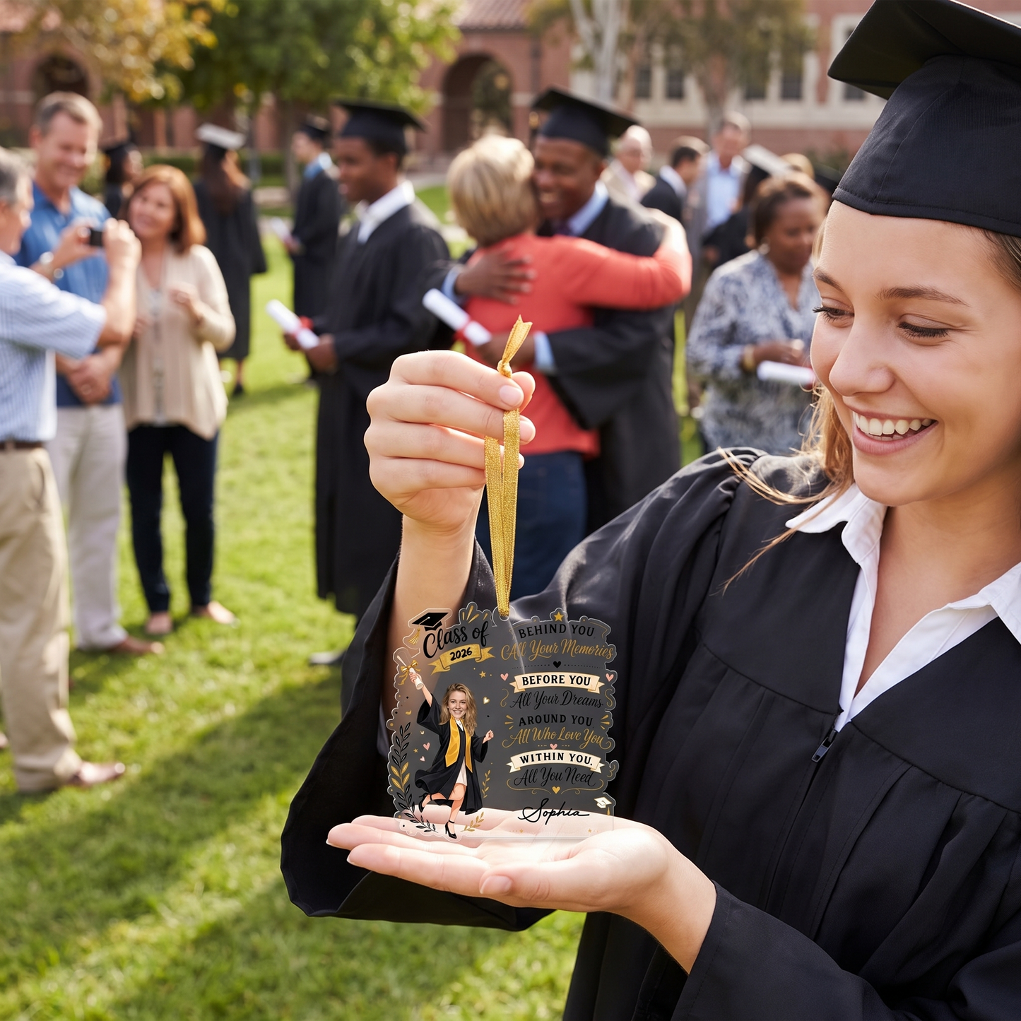Personalized Behind You All Your Memories Graduation Acrylic Ornament – Graduation Keepsake