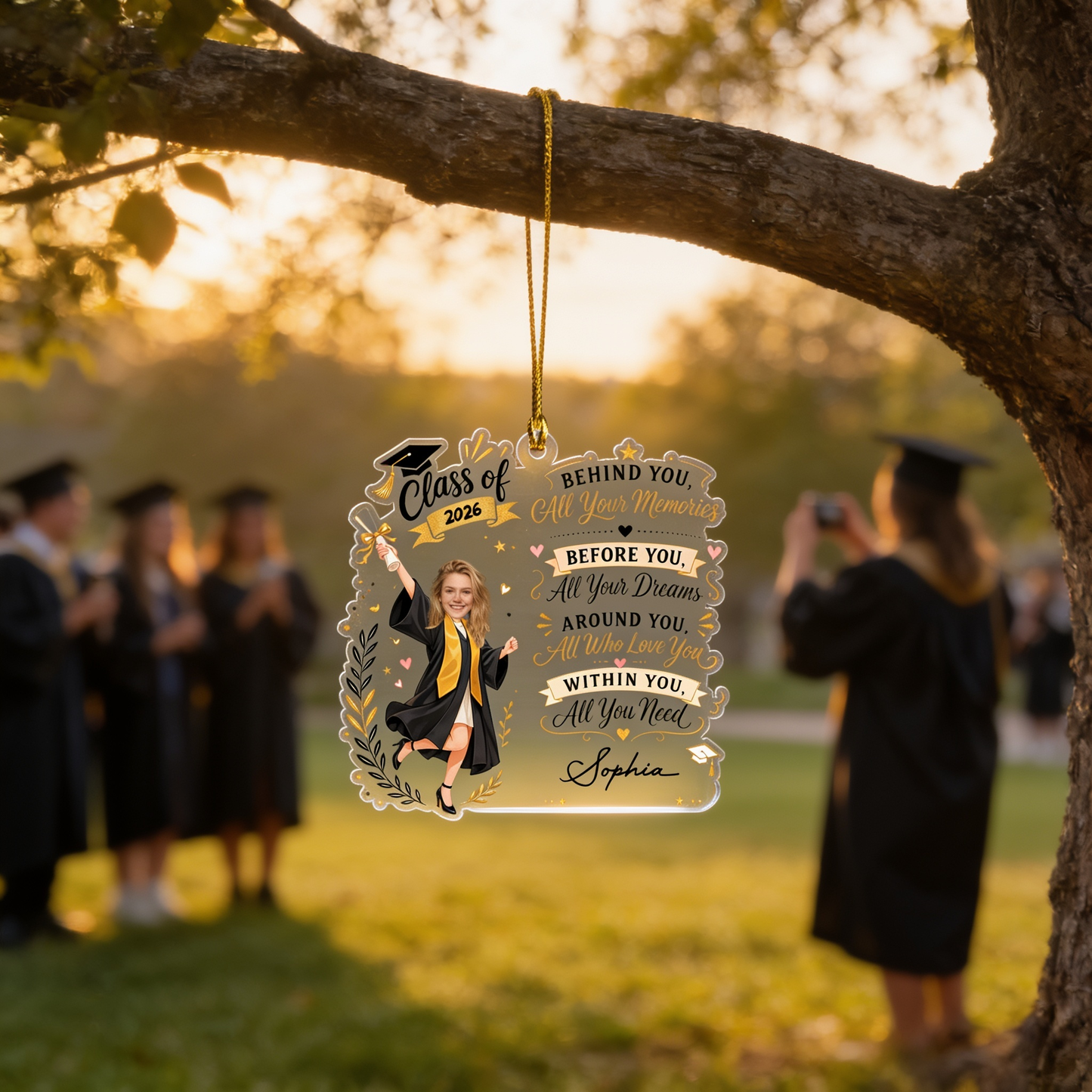 Personalized Behind You All Your Memories Graduation Acrylic Ornament – Graduation Keepsake