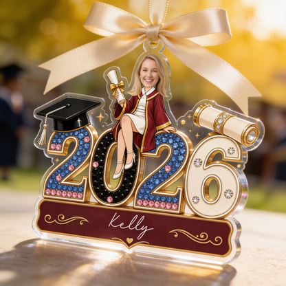 Personalized Class of 2026 Photo Acrylic Ornament – Custom Graduation Keepsake