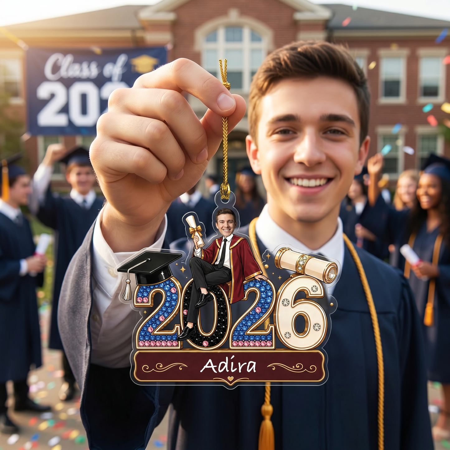Personalized Class of 2026 Boy Photo Acrylic Ornament – Custom Graduation Keepsake