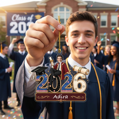 Personalized Class of 2026 Boy Photo Acrylic Ornament – Custom Graduation Keepsake