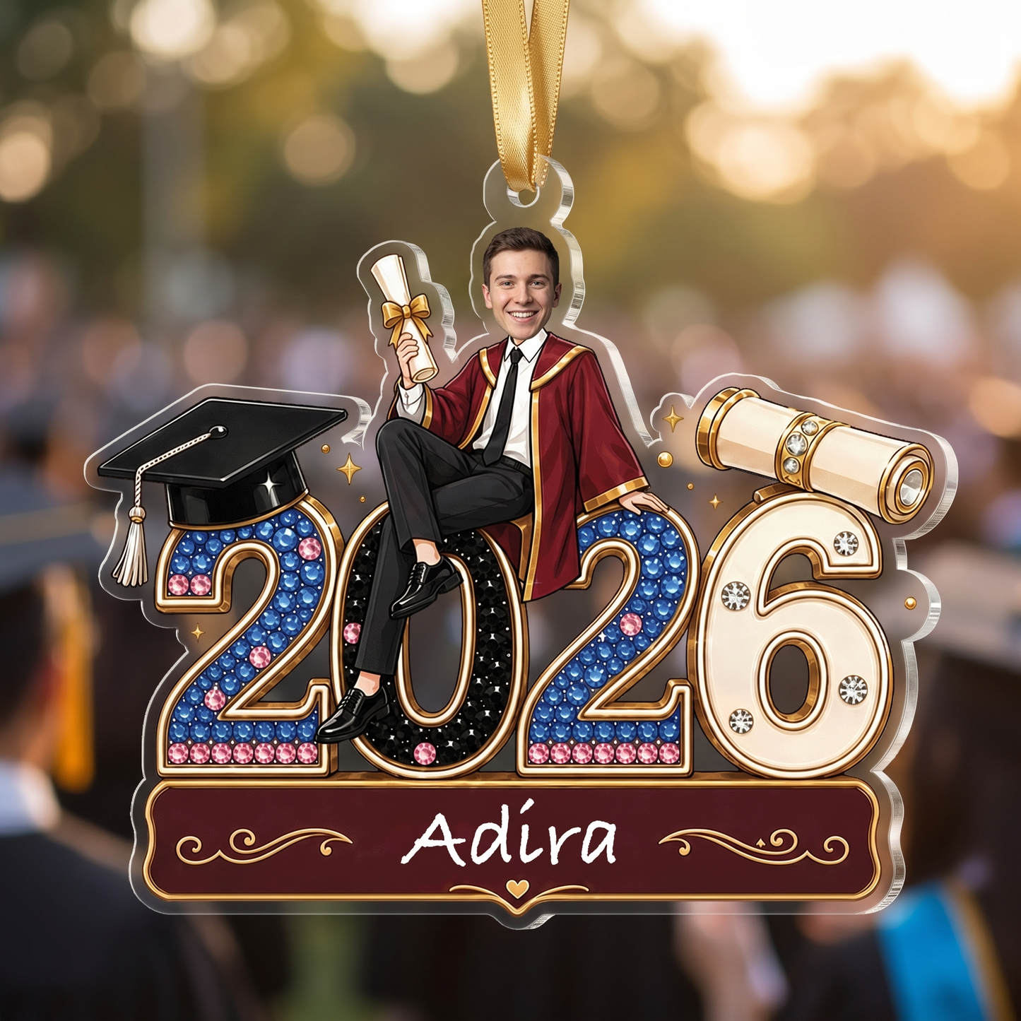 Personalized Class of 2026 Boy Photo Acrylic Ornament – Custom Graduation Keepsake