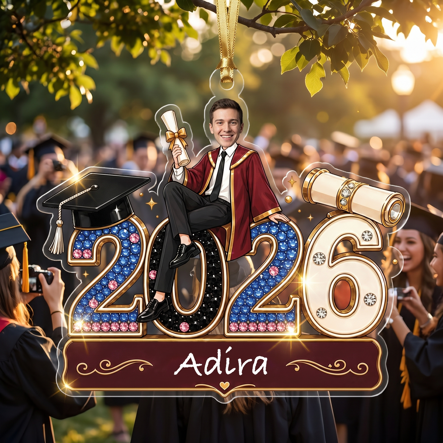 Personalized Class of 2026 Boy Photo Acrylic Ornament – Custom Graduation Keepsake