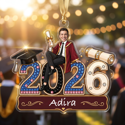 Personalized Class of 2026 Boy Photo Acrylic Ornament – Custom Graduation Keepsake