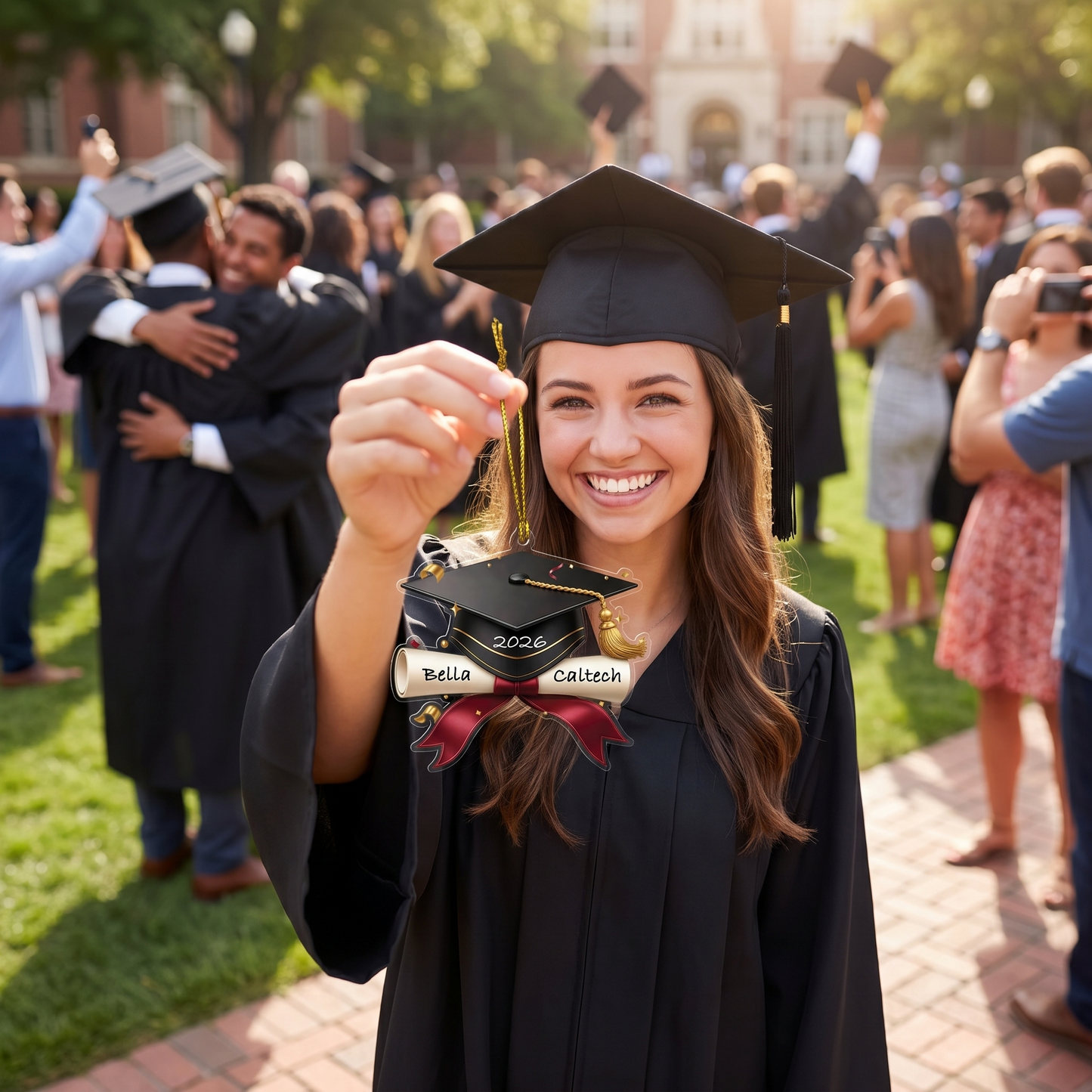 Personalized Graduation Cap and Bow Acrylic Ornament – Graduation Keepsake