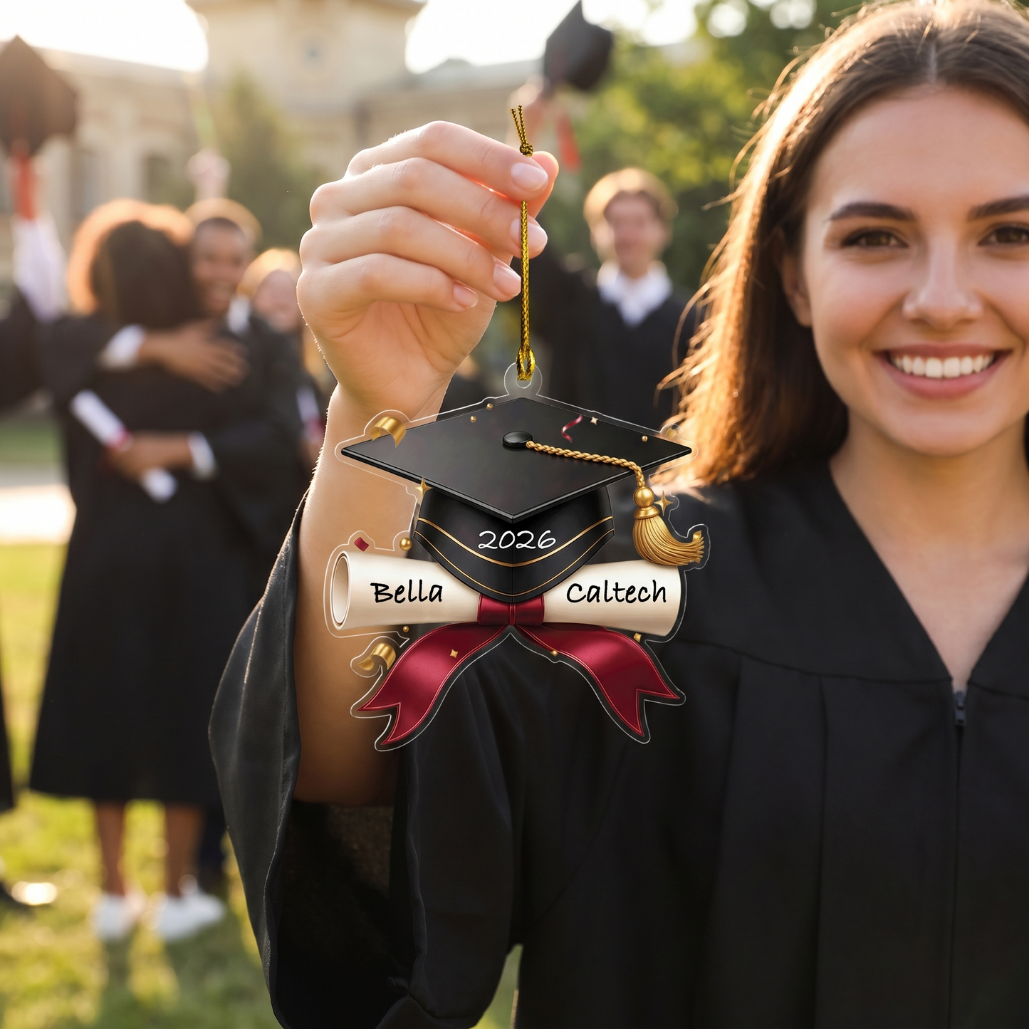 Personalized Graduation Cap and Bow Acrylic Ornament – Graduation Keepsake
