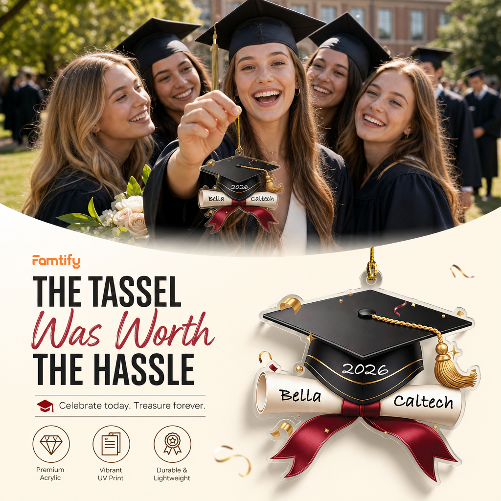 Personalized Graduation Cap and Bow Acrylic Ornament – Graduation Keepsake