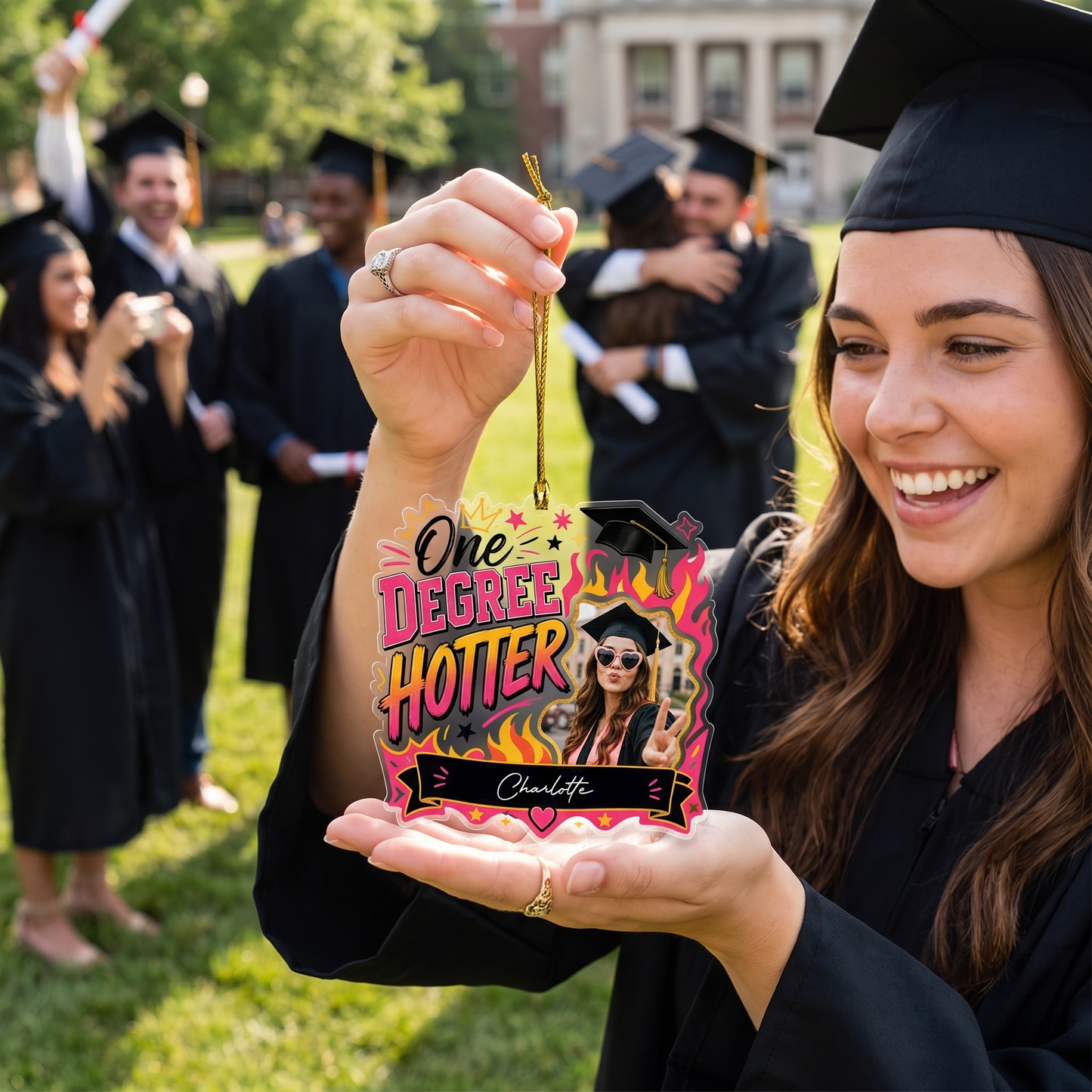 Personalized One Degree Hotter Graduation Photo Acrylic Ornament – Custom Photo