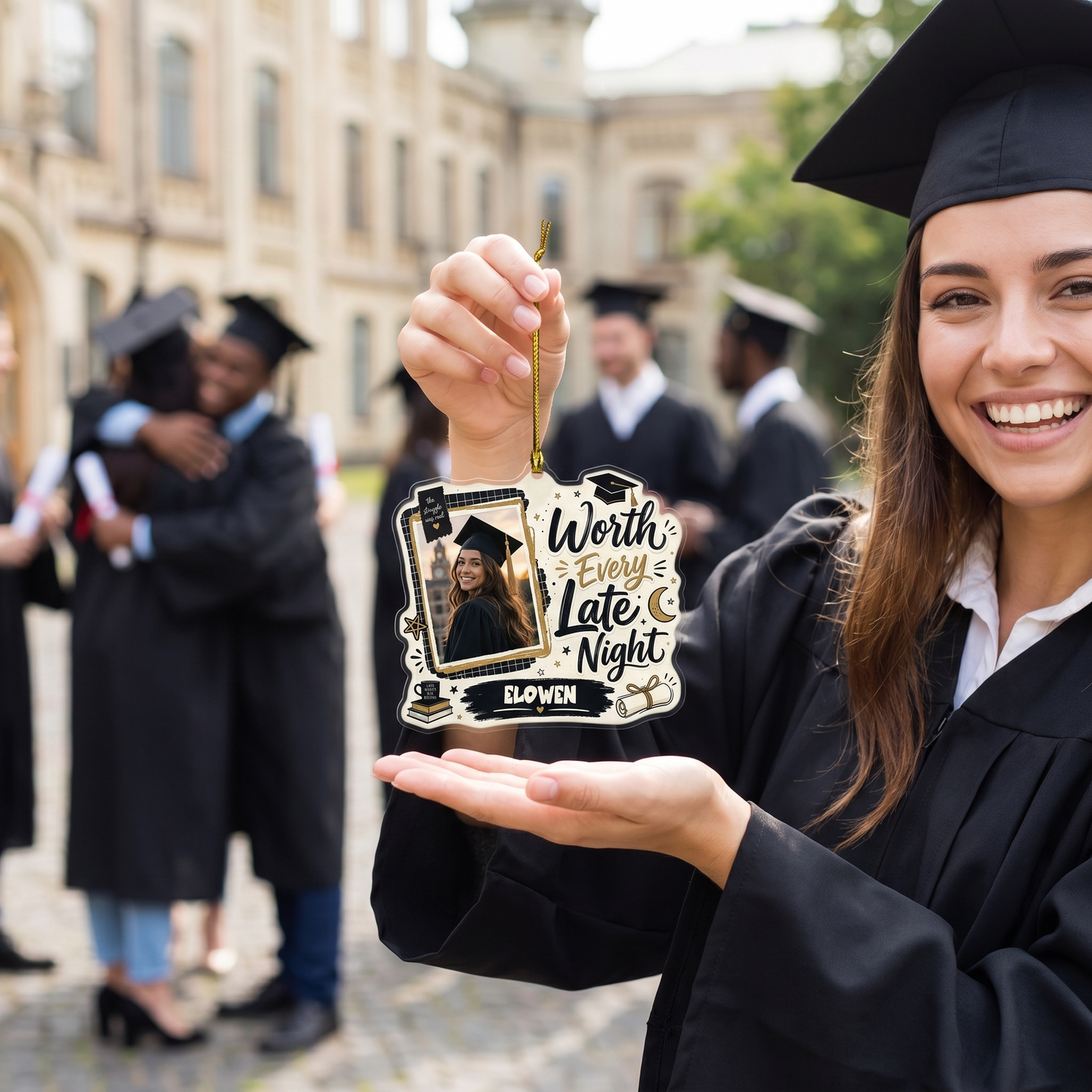 Worth Every Late Night Personalized Acrylic Ornament with Photo, Custom Name Graduation Gift