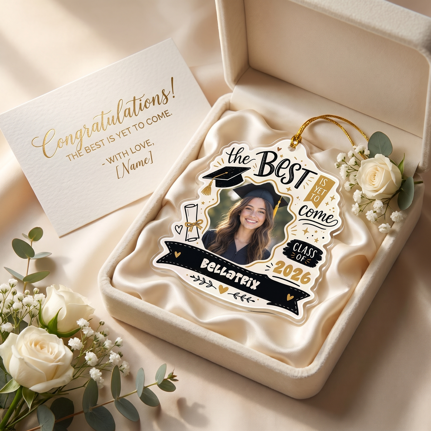The Best Is Yet to Come Custom Photo Acrylic Ornament, Personalized Graduation Gift with Name