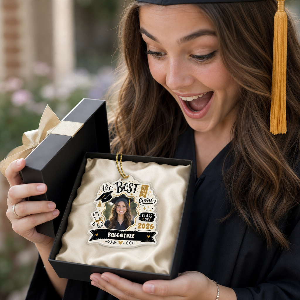 The Best Is Yet to Come Custom Photo Acrylic Ornament, Personalized Graduation Gift with Name