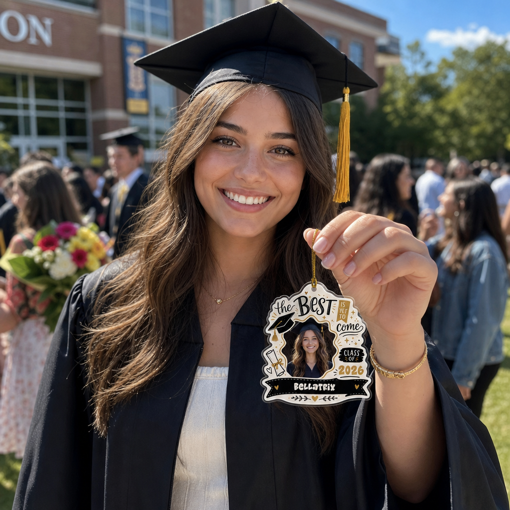 The Best Is Yet to Come Custom Photo Acrylic Ornament, Personalized Graduation Gift with Name