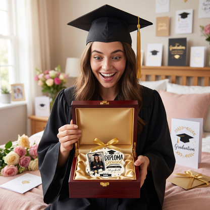 Diploma Secured Officially Done Personalized Acrylic Ornament with Photo, Custom Name Graduation Gift