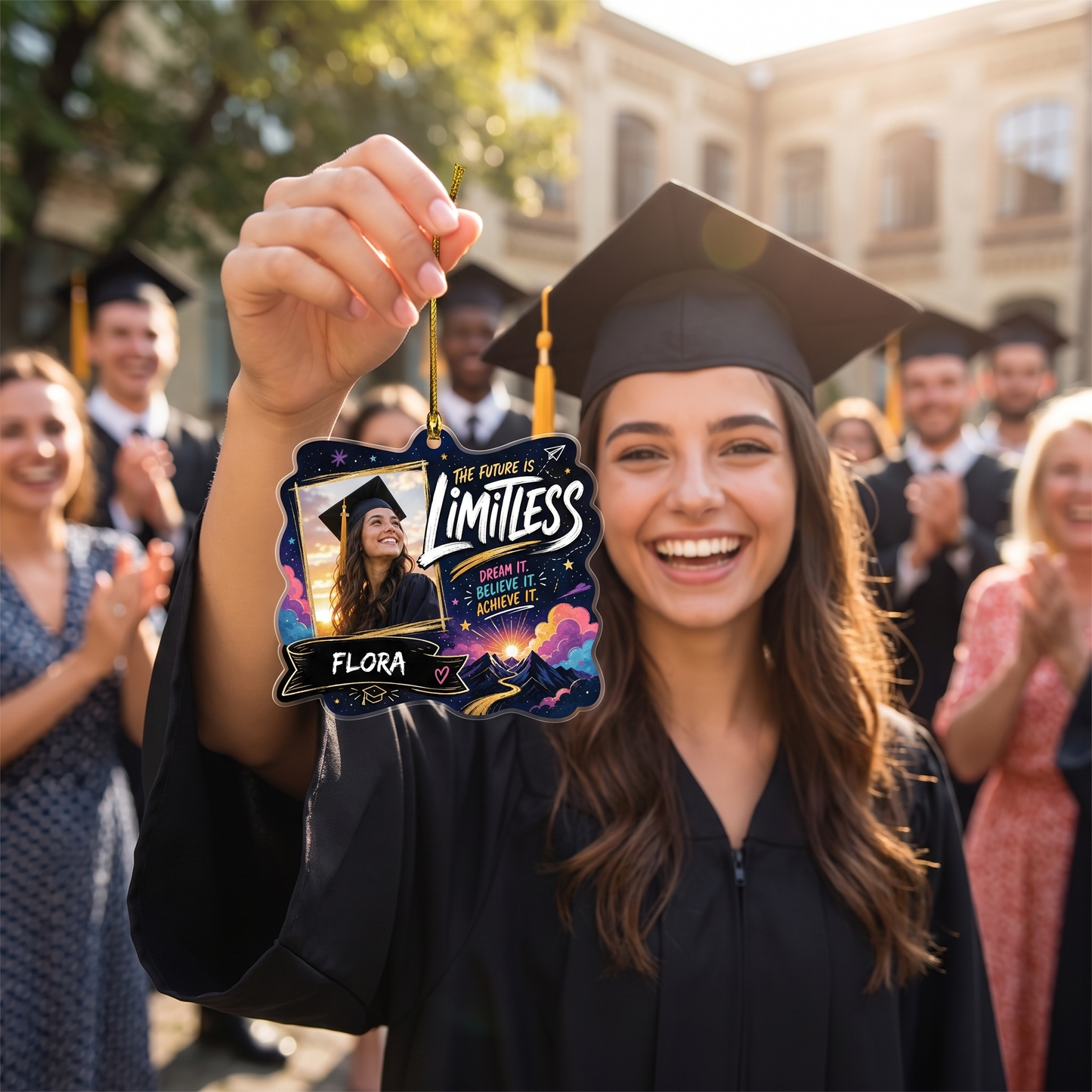 The Future Is Limitless Personalized Acrylic Ornament with Photo, Custom Name Graduation Gift