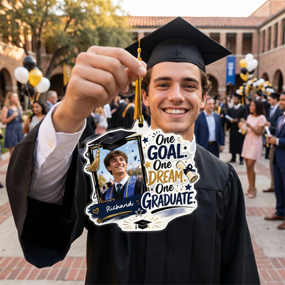 One Goal One Dream One Graduate Personalized Acrylic Ornament with Photo, Custom Name Graduation Gift