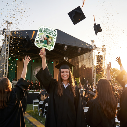 Personalized Officially Graduated Custom Shape Photo Hand Fan with Photo, Name Graduation Party Fan