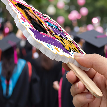 Personalized Today Is My Day Custom Shape Photo Hand Fan, Graduation Fan with Photo & Name