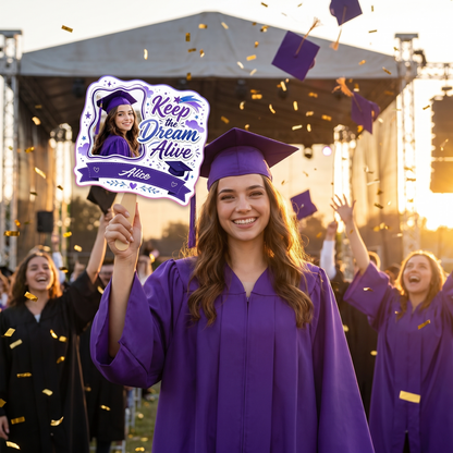 Personalized Keep the Dream Alive Custom Shape Photo Hand Fan, Graduation Fan with Photo & Name