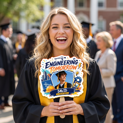 Personalized Engineering Tomorrow Custom Shape Photo Hand Fan, Graduation Fan with Photo & Name