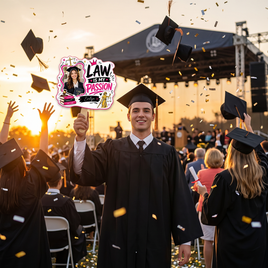 Personalized Law Is My Passion Custom Shape Photo Hand Fan, Graduation Fan with Photo & Name
