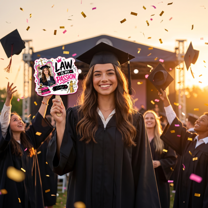 Personalized Law Is My Passion Custom Shape Photo Hand Fan, Graduation Fan with Photo & Name